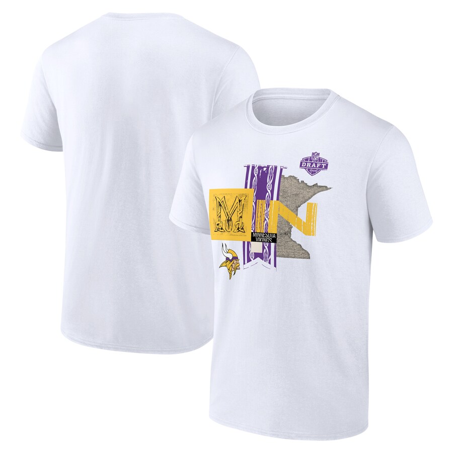 Men's Minnesota Vikings White 2025 NFL Draft T-Shirt
