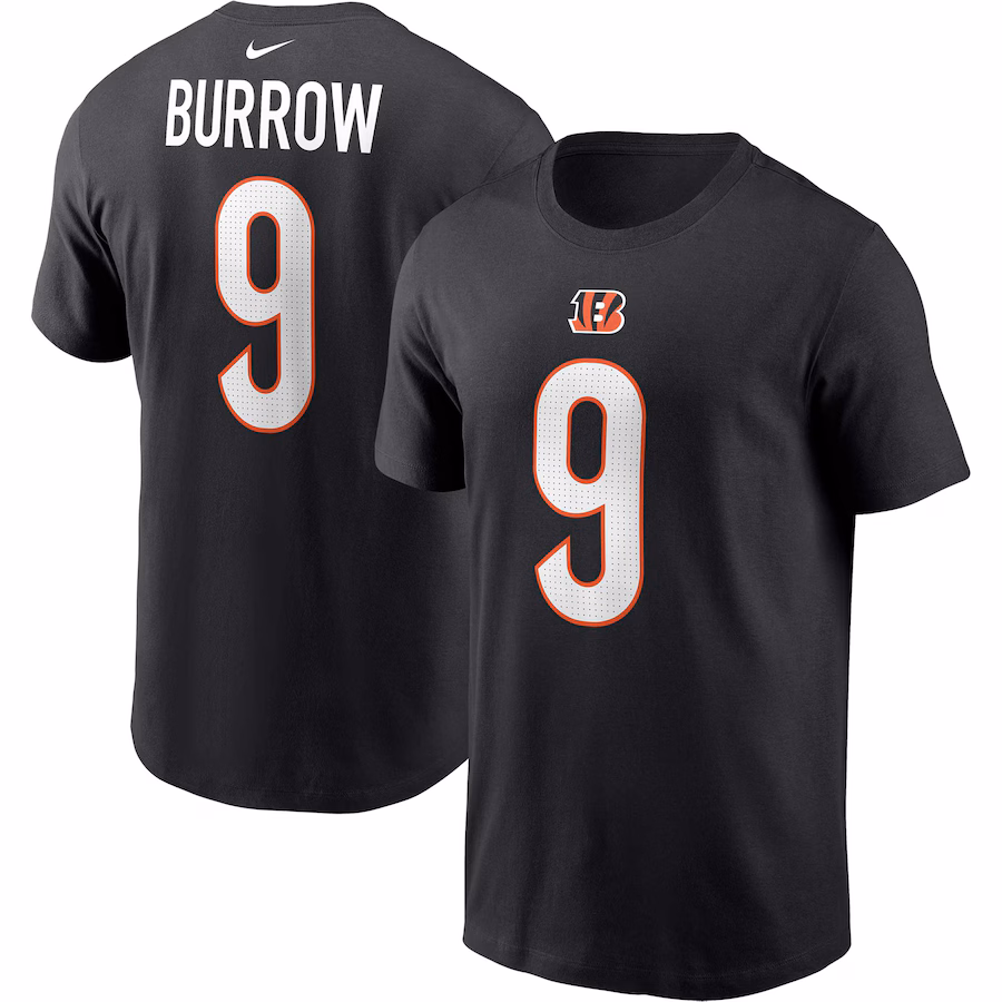 Men's Cincinnati Bengals Joe Burrow Nike Black Player Name & Number T-Shirt