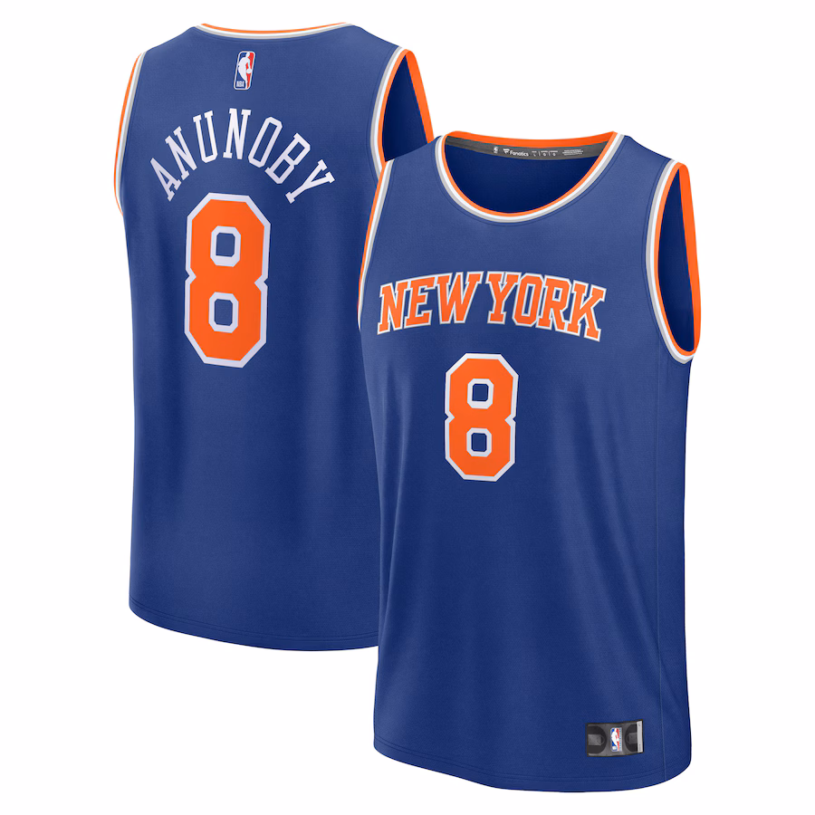Men's New York Knicks OG Anunoby Fanatics Blue Fast Break Replica Player Jersey - Icon Edition