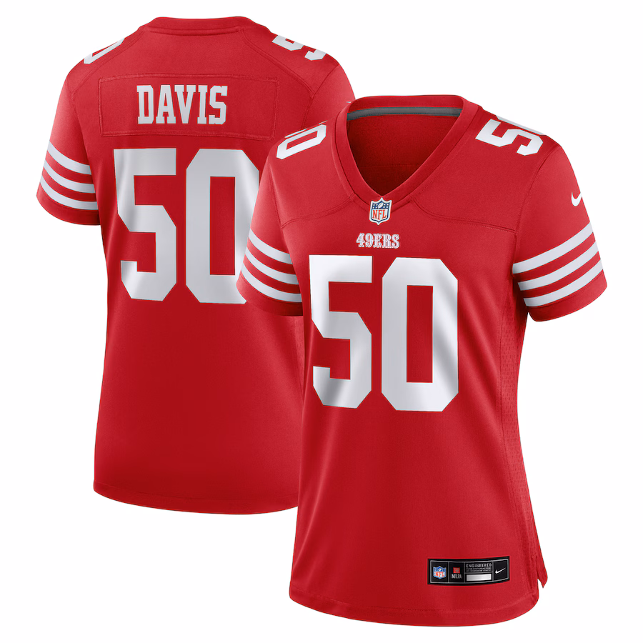 Women's San Francisco 49ers Khalil Davis Nike Scarlet Team Game Jersey