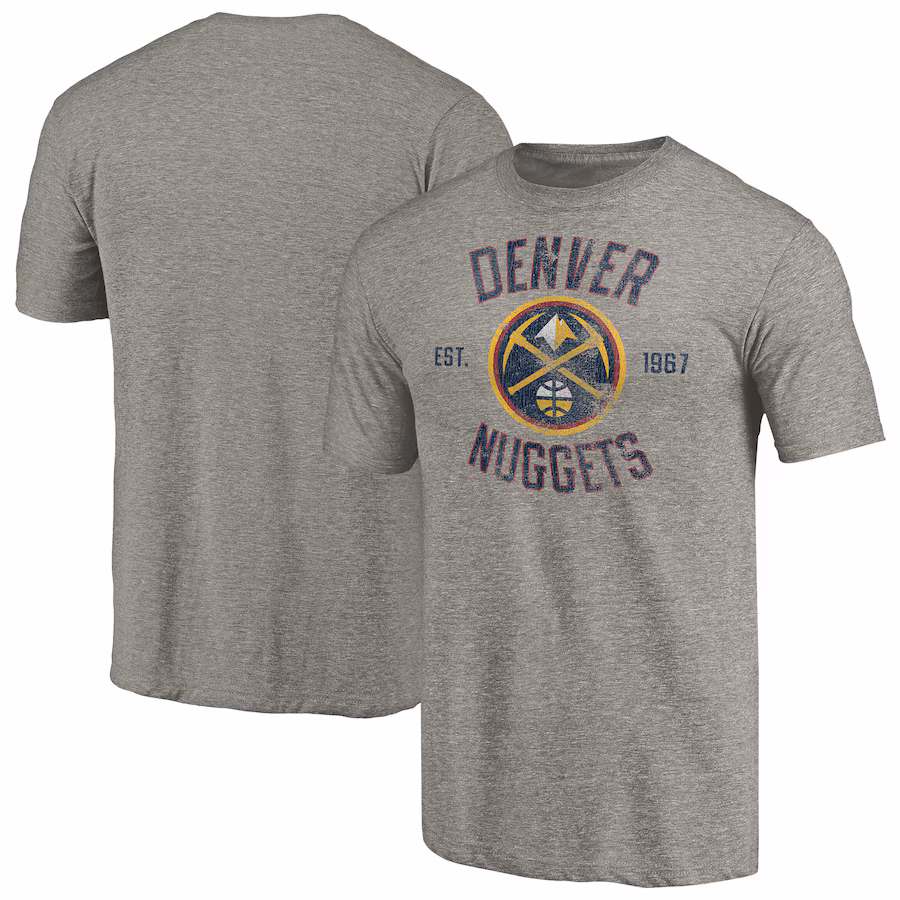 Men's Denver Nuggets Gray Team Heritage Tri-Blend T-Shirt