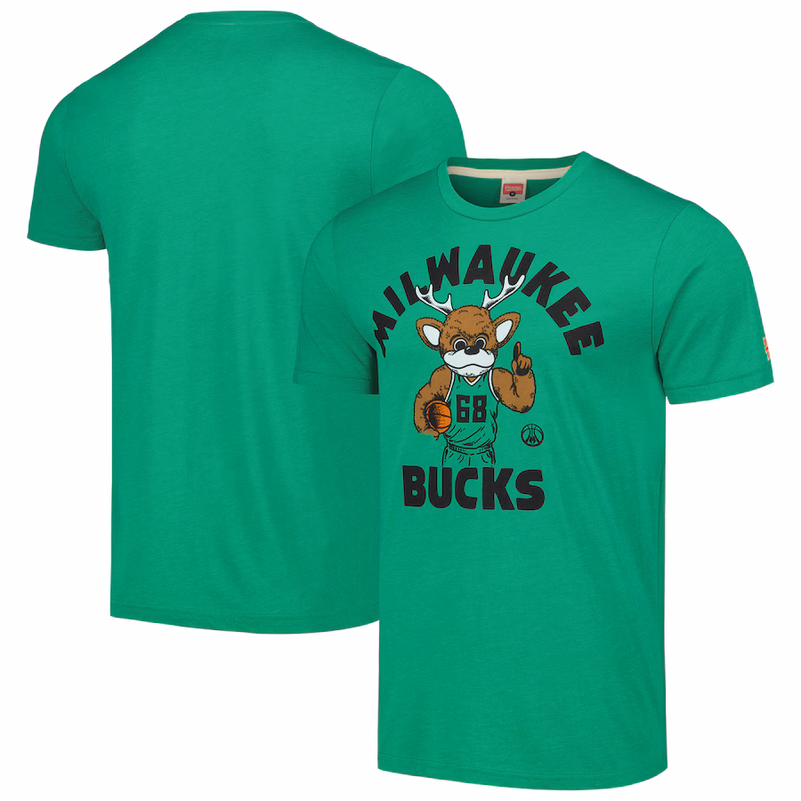 Unisex Milwaukee Bucks Homage Green Team Mascot Tri-Blend T-Shirt