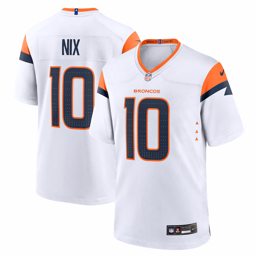 Youth Denver Broncos Bo Nix Nike White Game Jersey