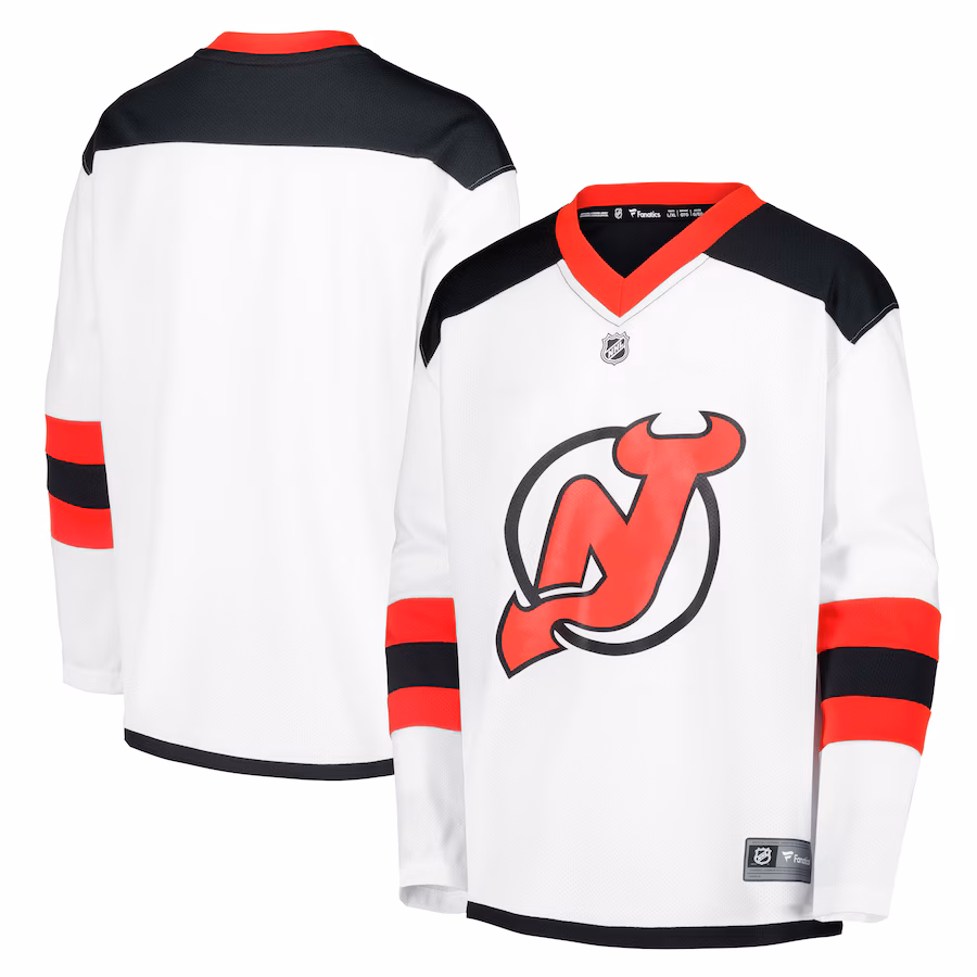 Youth New Jersey Devils Fanatics White Away Replica Blank Jersey