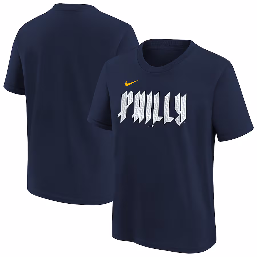 Youth Philadelphia Phillies Nike Navy City Connect Wordmark T-Shirt