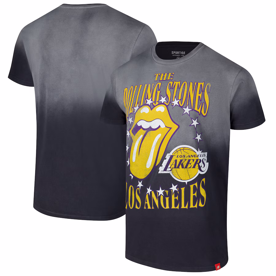 Unisex Rolling Stones x Los Angeles Lakers Sportiqe Gray Bingham Collab T-Shirt