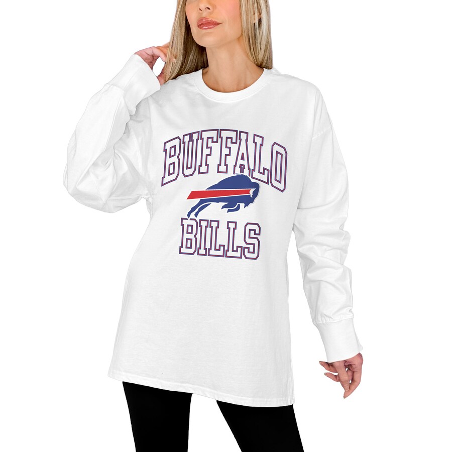 Women's Buffalo Bills Gameday Couture White Mind Games Oversized Long Sleeve T-Shirt
