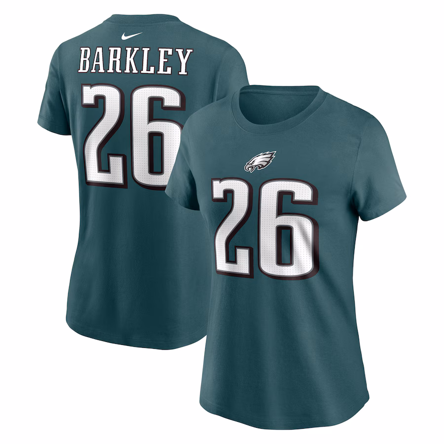 Women's Philadelphia Eagles Saquon Barkley Nike Midnight Green Player Name & Number T-Shirt