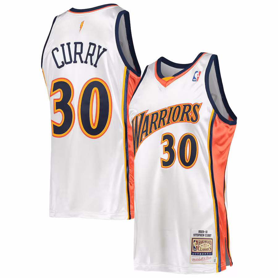 Men's Golden State Warriors Stephen Curry Mitchell & Ness White 2009/10 Hardwood Classics Authentic Jersey