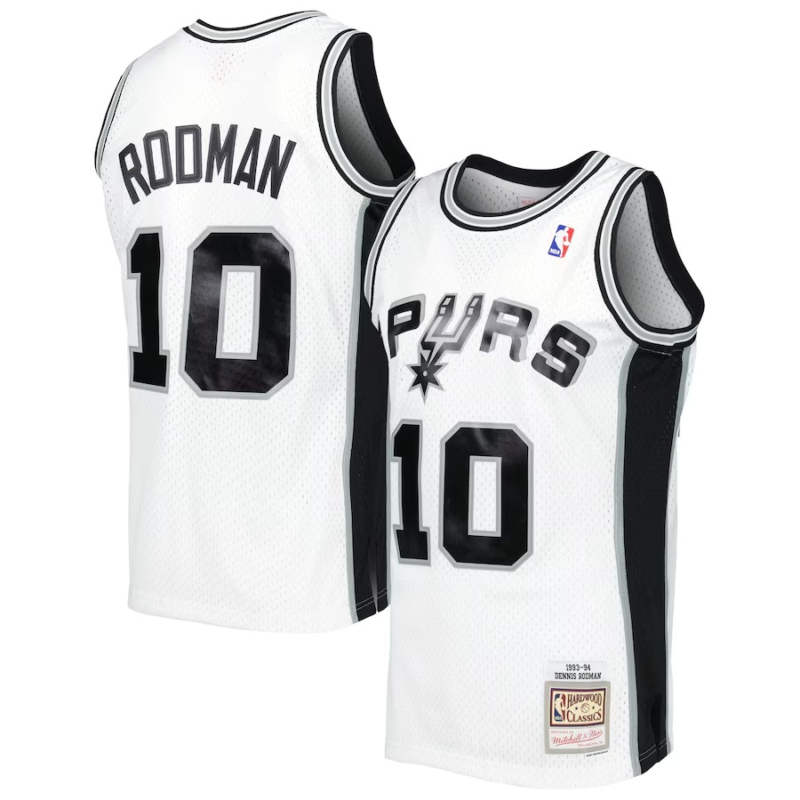 Men's San Antonio Spurs Dennis Rodman Mitchell & Ness White 2001/02 Hardwood Classics Swingman Jersey