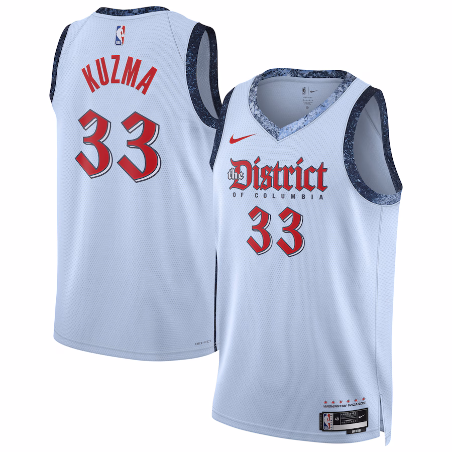 Unisex Washington Wizards Kyle Kuzma Nike Powder Blue 2024/25 Swingman Player Jersey - City Edition