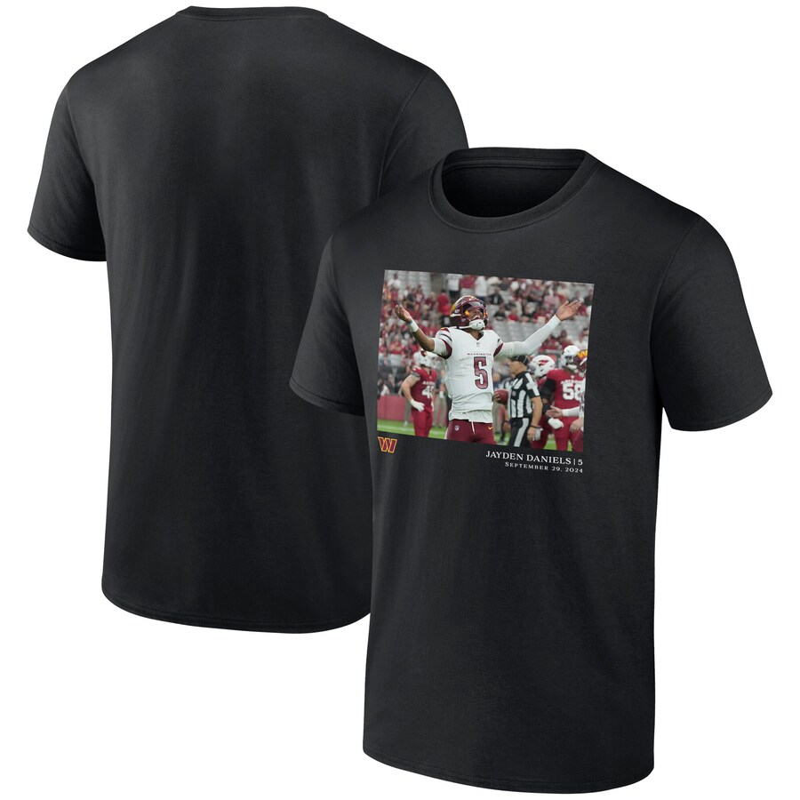 Men's Washington Commanders Jayden Daniels Black NFL Flash Features Week 4 T-Shirt