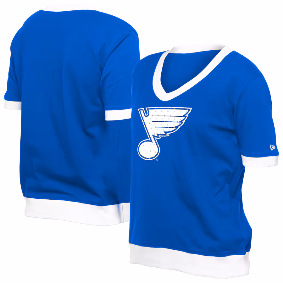 Women's St. Louis Blues New Era Blue Game Day Rhinestuds T-Shirt