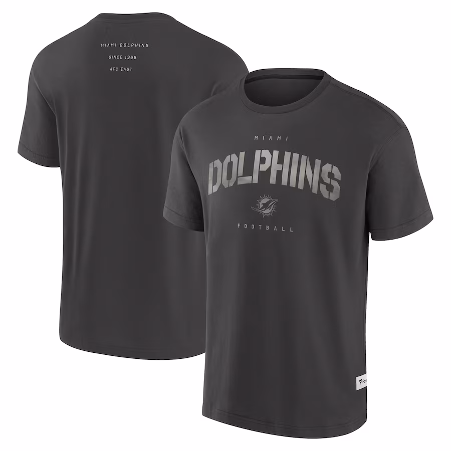 Men's Miami Dolphins Fanatics Charcoal Elements Weathered Tonal Future Ground T-Shirt