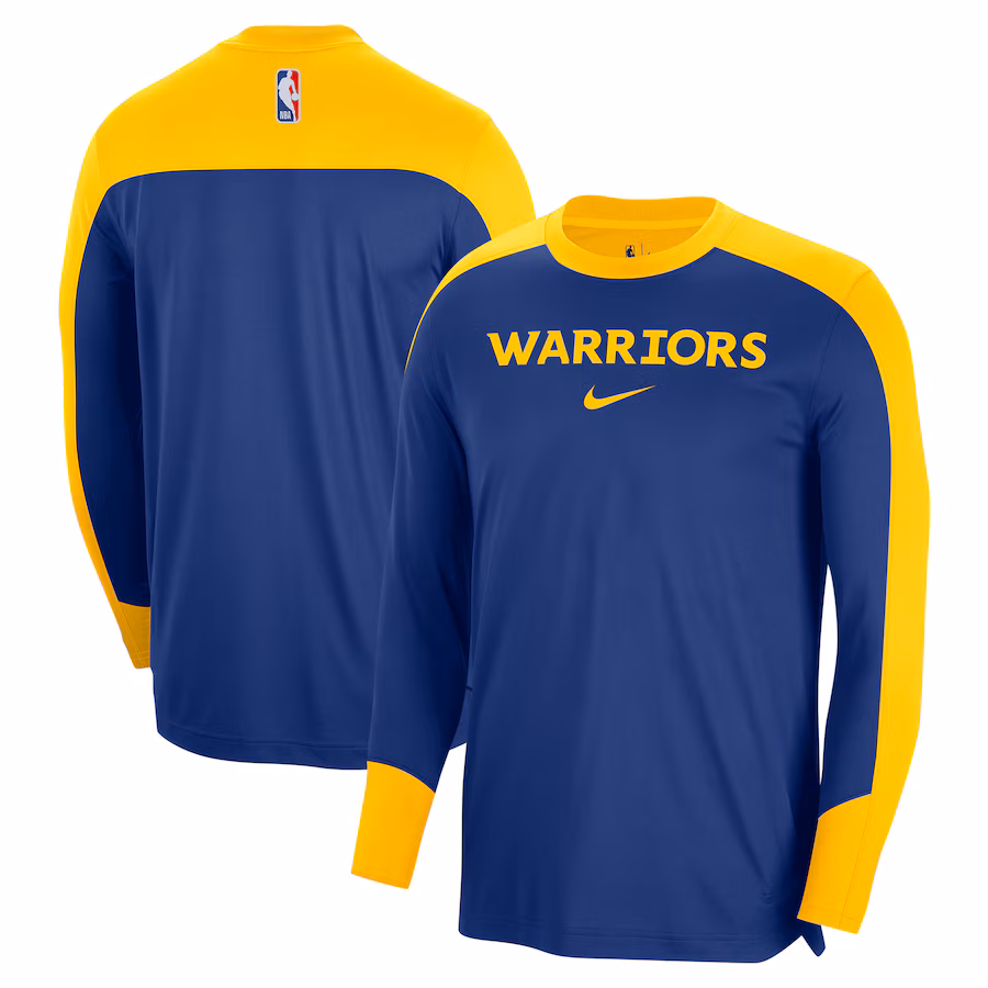 Men's Golden State Warriors Nike Royal 2024/25 Authentic Pre-Game Legend Long Sleeve Shooting Shirt