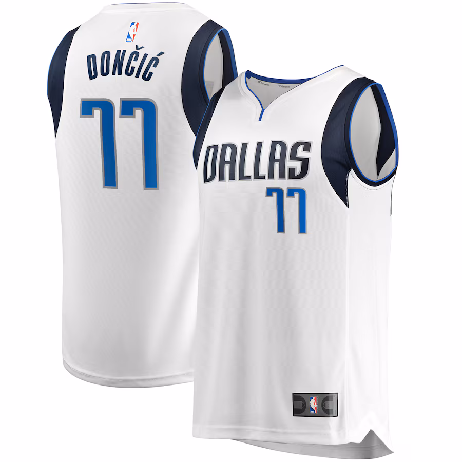 Youth Dallas Mavericks Luka Dončić Fanatics White Fast Break Replica Jersey - Association Edition