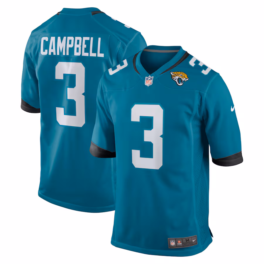 Men's Jacksonville Jaguars Tyson Campbell Nike Teal Team Game Jersey