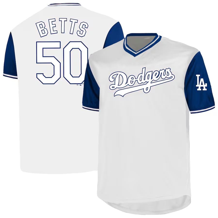 Men's Los Angeles Dodgers Mookie Betts Profile White Big & Tall Name & Number Birdeye V-Neck T-Shirt