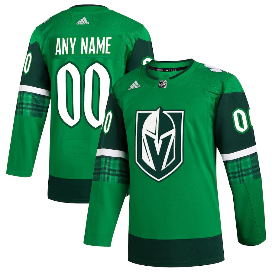 Men's Vegas Golden Knights adidas Kelly Green St. Patrick's Day Authentic Custom Jersey