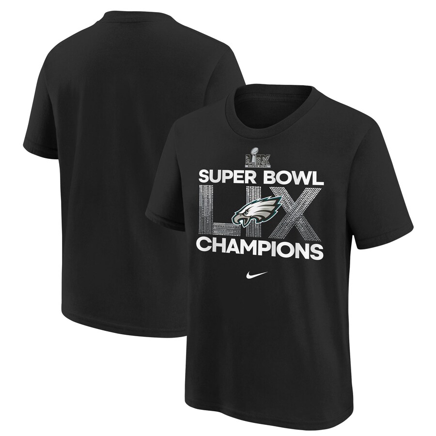 Youth Philadelphia Eagles  Nike Black Super Bowl LIX Champions T-Shirt