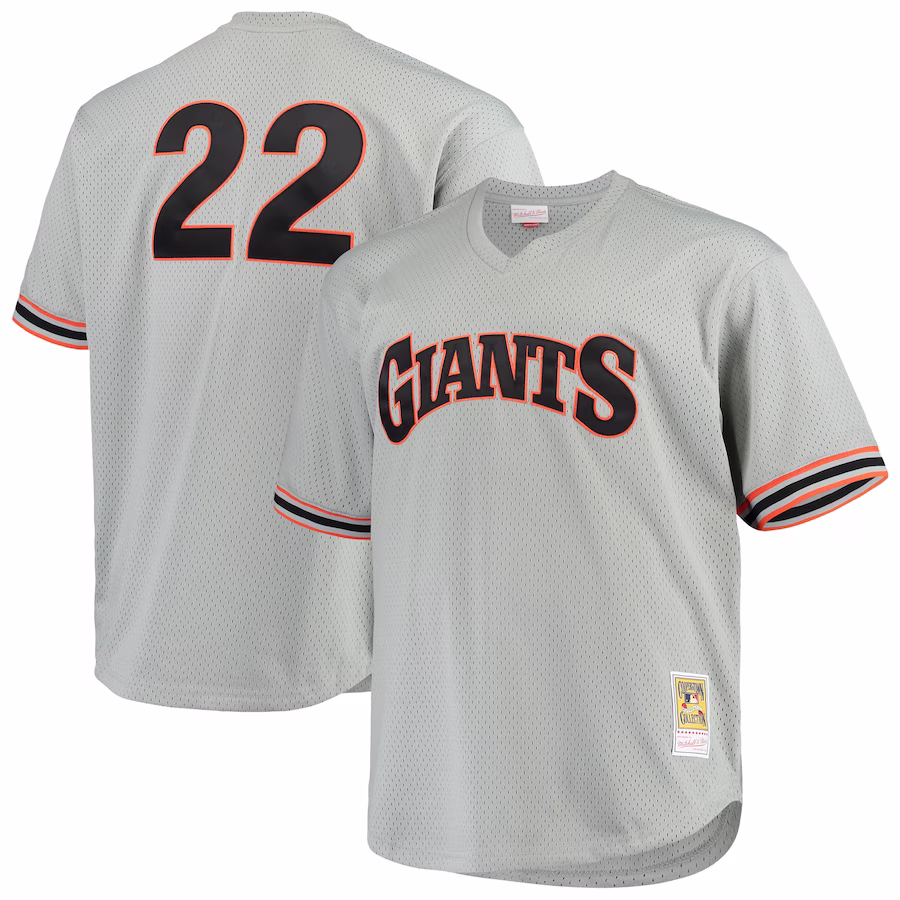 Men's San Francisco Giants Will Clark Mitchell & Ness Gray Big & Tall Cooperstown Collection Mesh Batting Practice Jersey