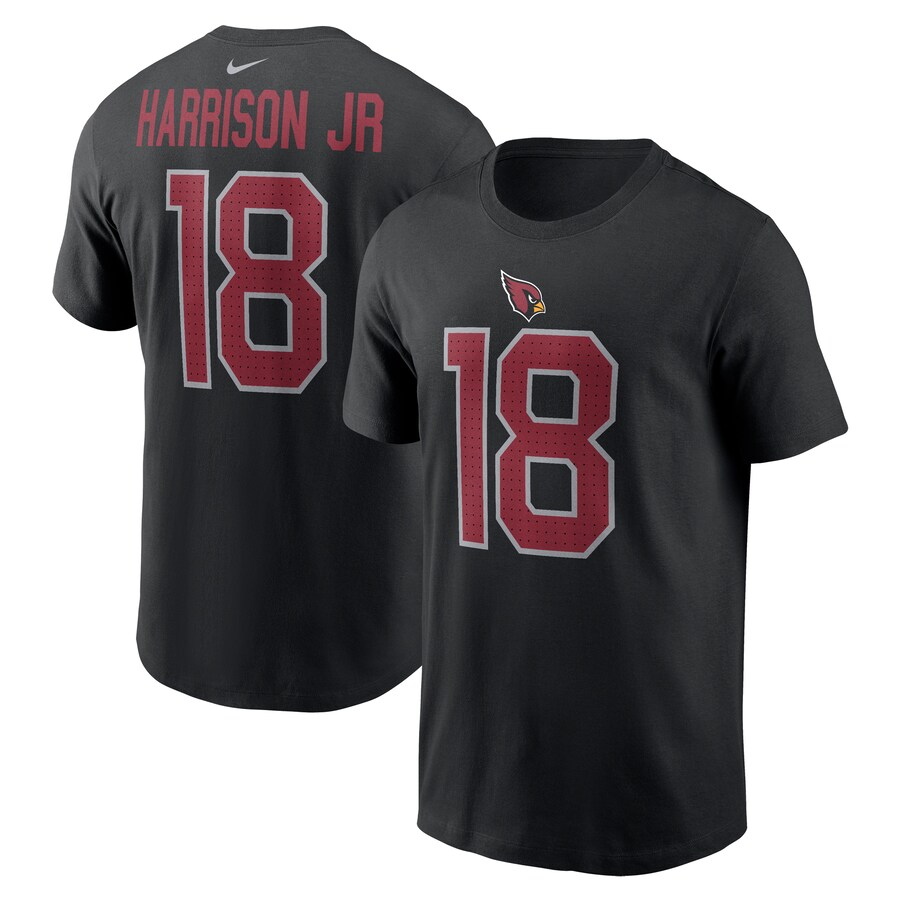 Men's Arizona Cardinals Marvin Harrison Jr. Nike Black Player Name & Number T-Shirt