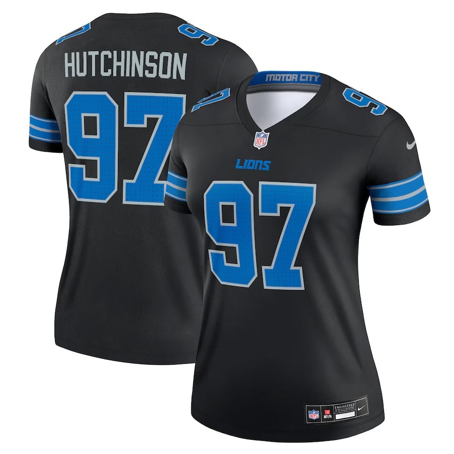 Women's Detroit Lions Aidan Hutchinson Nike Black Alternate Legend Player Performance Top