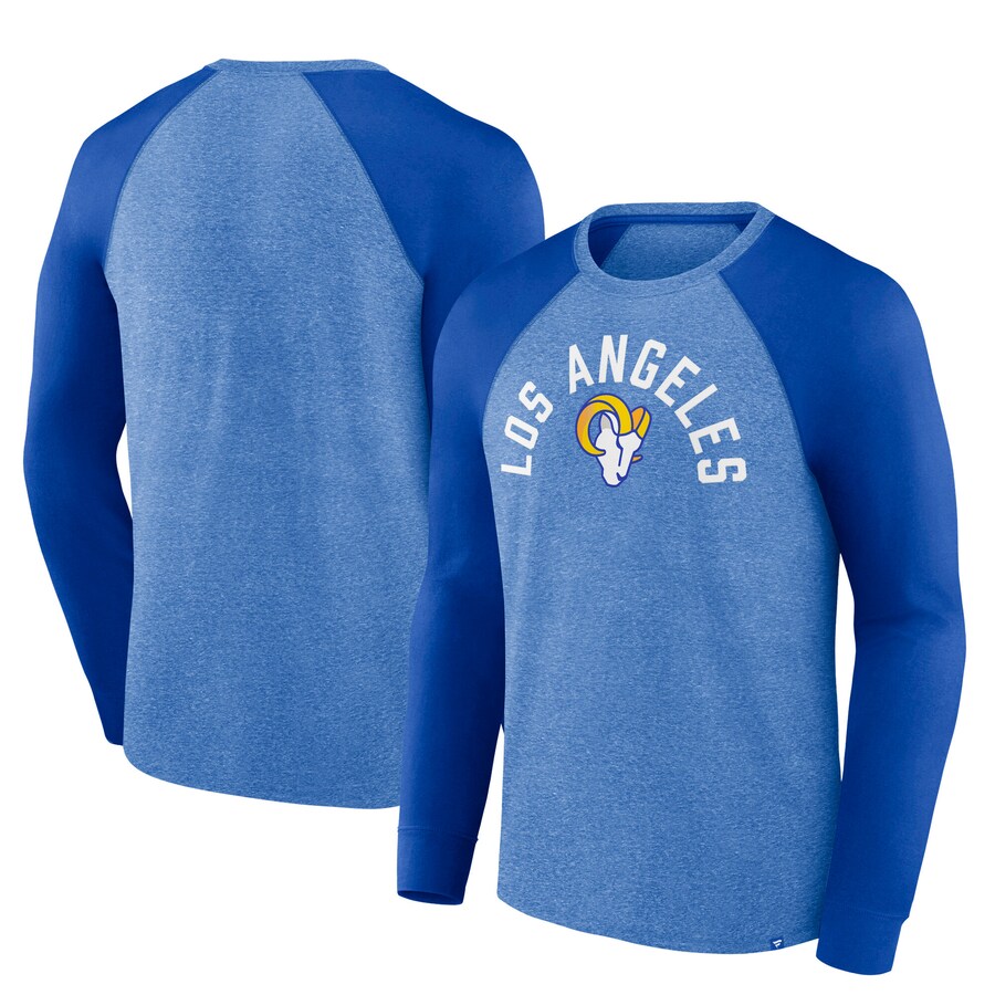 Men's Los Angeles Rams Fanatics Heather Royal Arc Away Tri-Blend Raglan Long Sleeve T-Shirt