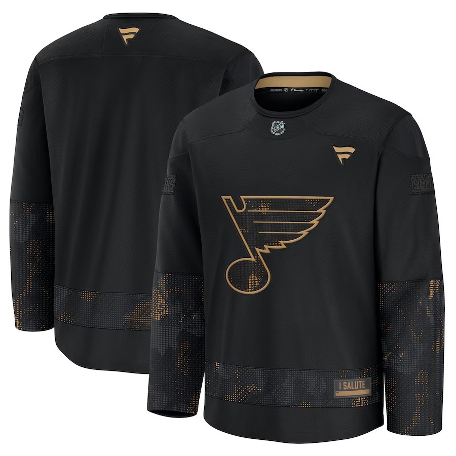 Men's St. Louis Blues Fanatics Black 2024 Military Appreciation Practice Jersey