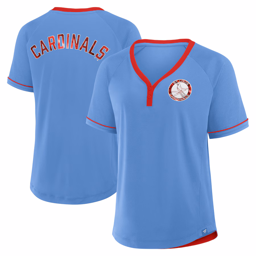 Women's St. Louis Cardinals Fanatics Light Blue Cooperstown Collection League Diva V-Neck T-Shirt