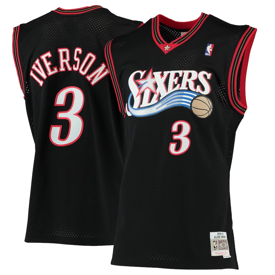 Men's Philadelphia 76ers Allen Iverson Mitchell & Ness Black 2000/01 Hardwood Classics Swingman Jersey