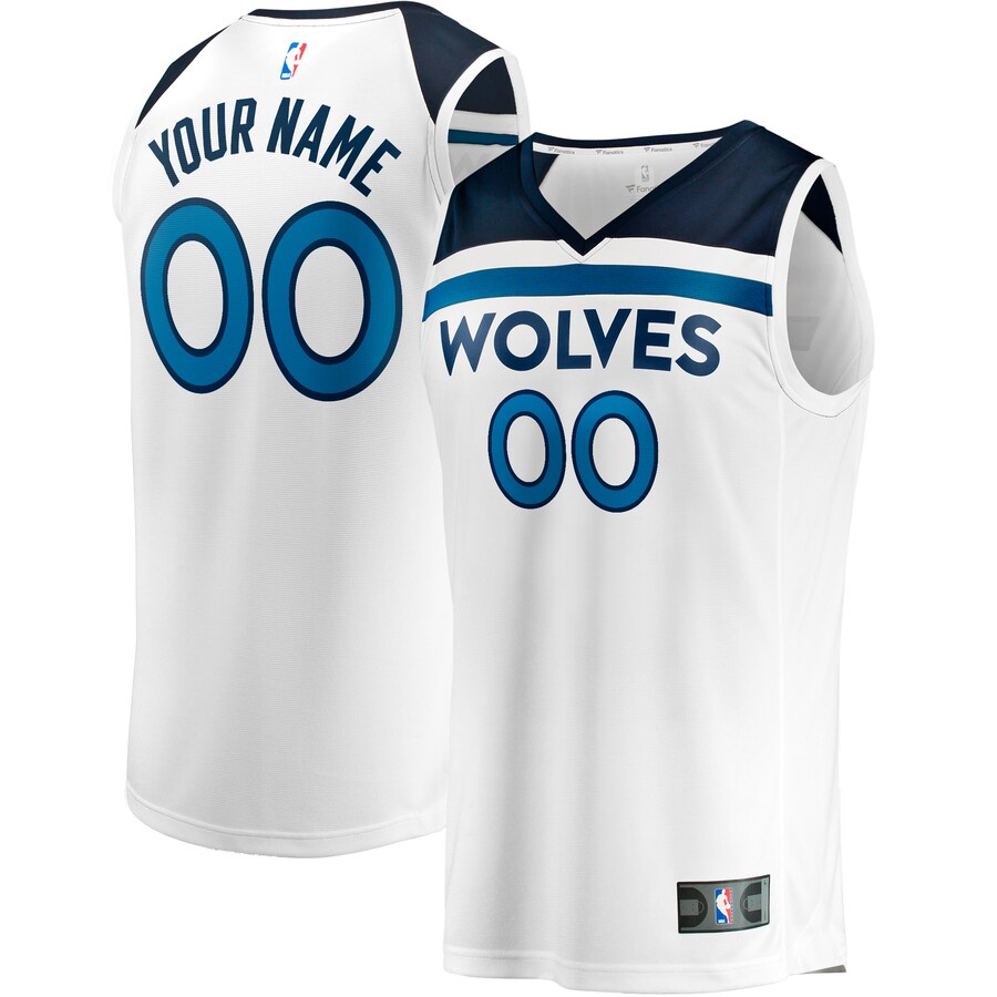 Youth Minnesota Timberwolves Fanatics White Fast Break Replica Custom Jersey - Association Edition