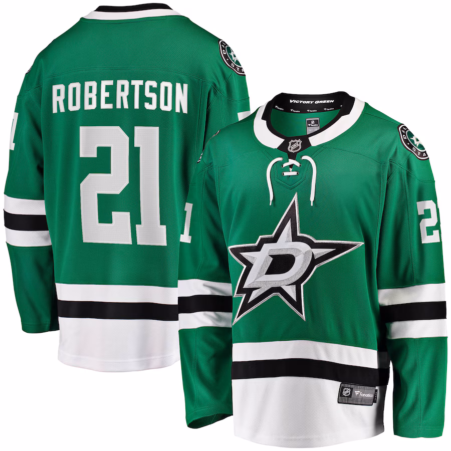 Men's Dallas Stars Jason Robertson Fanatics Kelly Green Home Breakaway Replica Jersey
