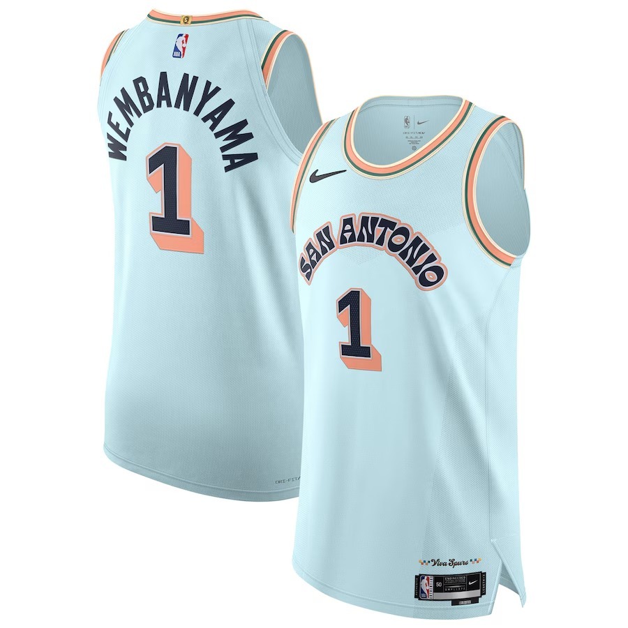 Men's San Antonio Spurs Victor Wembanyama Nike Light Blue 2024/25 Authentic Player Jersey - City Edition