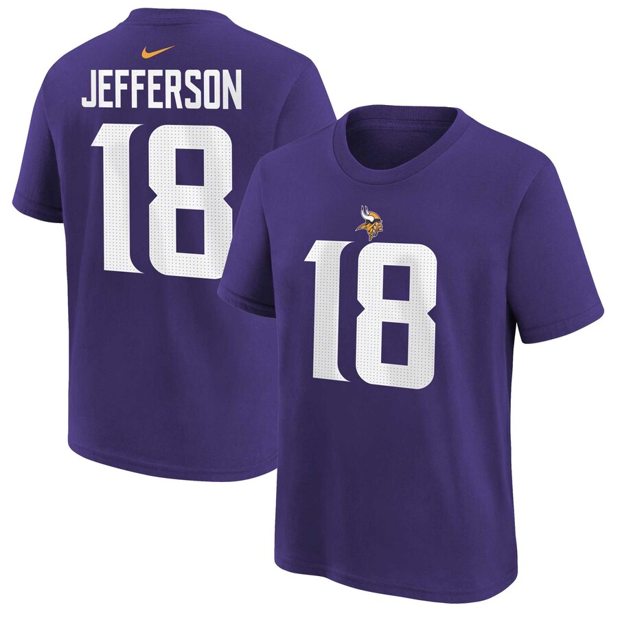 Youth Minnesota Vikings Justin Jefferson Purple Nike Player Name & Number T-Shirt
