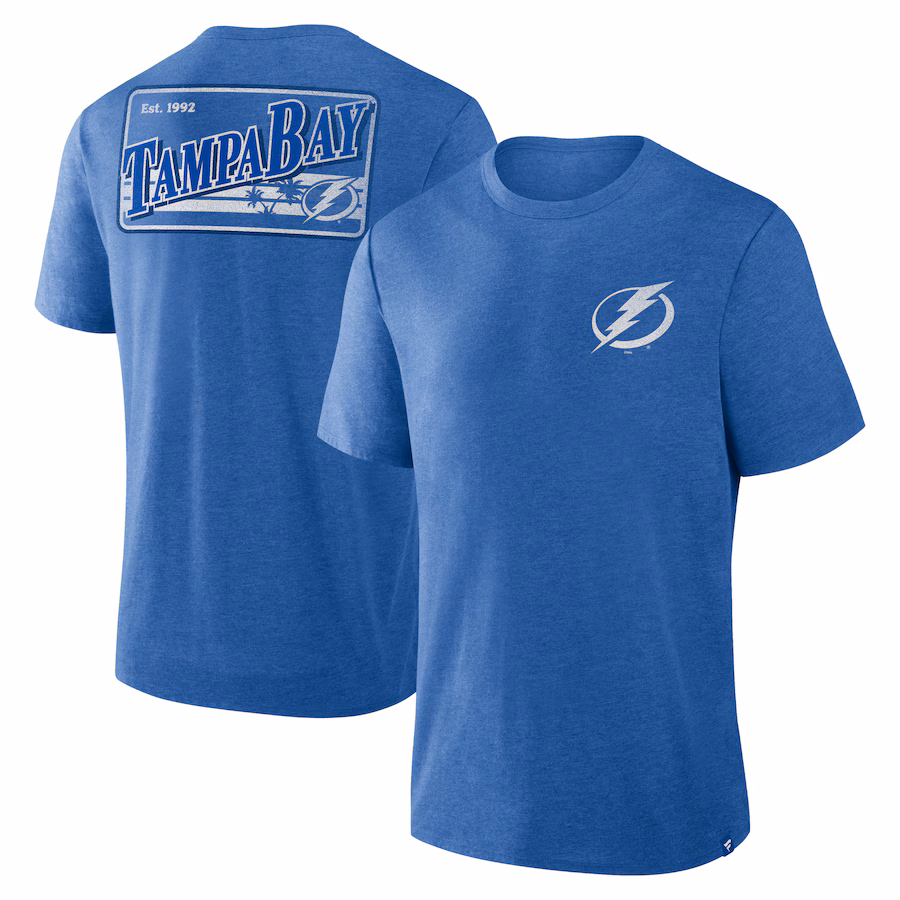 Men's Tampa Bay Lightning Fanatics Heather Blue Fan Lanes Tri-Blend T-Shirt