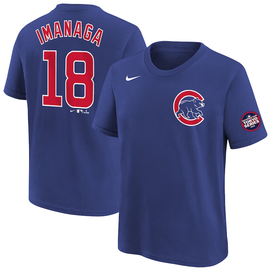 Youth Chicago Cubs Shōta Imanaga Nike Royal 2025 MLB World Tour: Tokyo Series Name & Number T-Shirt