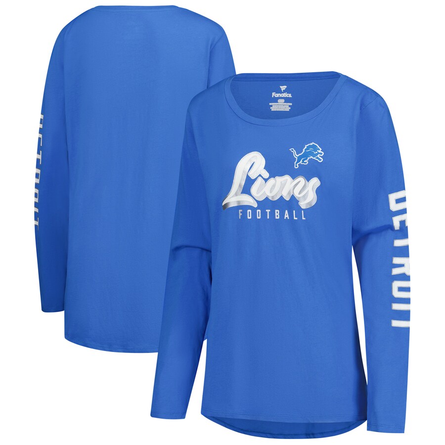 Women's Detroit Lions Fanatics Blue Cheerleader Long Sleeve T-Shirt