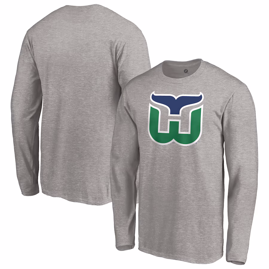 Men's Carolina Hurricanes Heather Gray Special Edition Primary Logo Long Sleeve T-Shirt