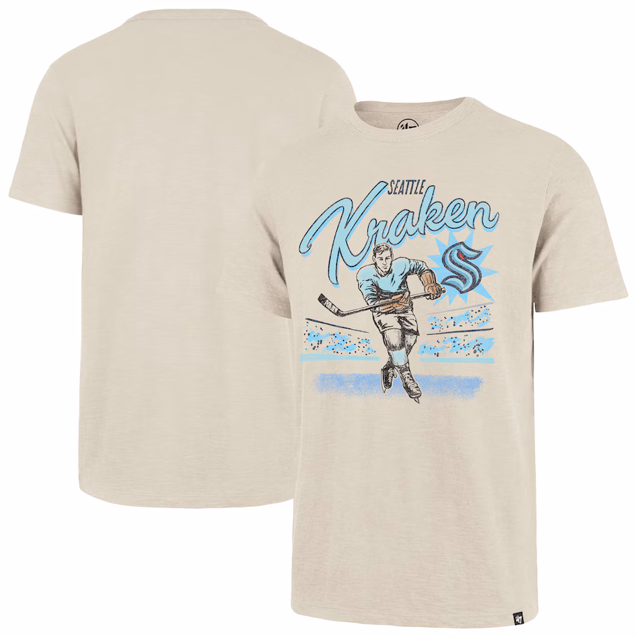 Men's Seattle Kraken '47 Natural Hockey Player Golden Age Scrum T-Shirt