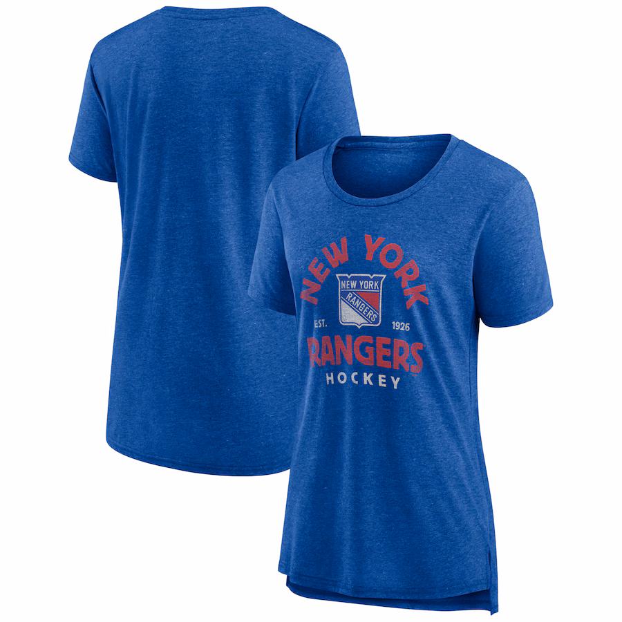 Women's New York Rangers Blue Vintage Arch Tri-Blend T-Shirt