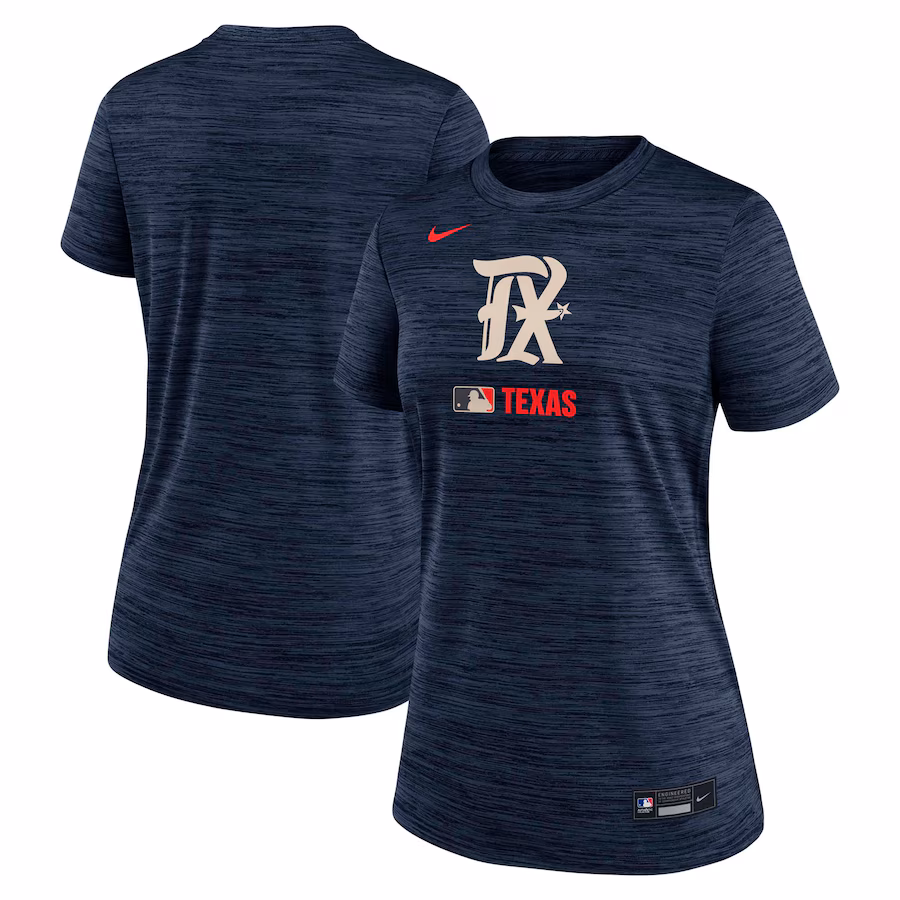 Women's Texas Rangers Nike Navy Authentic Collection City Connect Velocity Performance T-Shirt