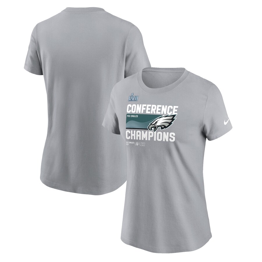 Women's Philadelphia Eagles Nike Gray 2022 NFC Champions Locker Room Trophy Collection T-Shirt