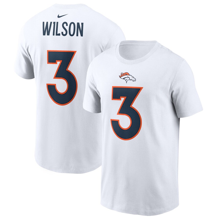 Men's Denver Broncos Russell Wilson Nike White Player Name & Number T-Shirt