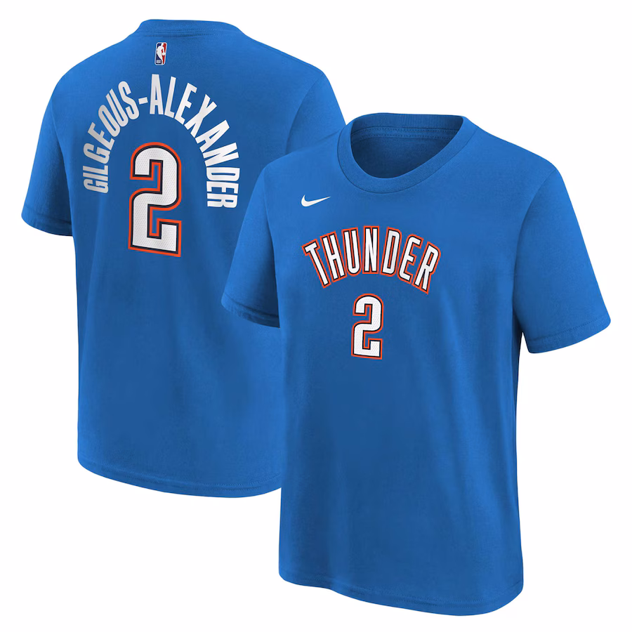 Youth Oklahoma City Thunder Shai Gilgeous-Alexander Blue Icon Name & Number T-Shirt