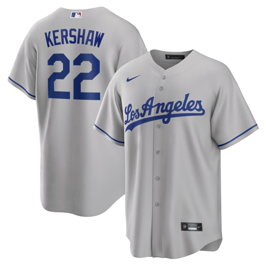 Men's Los Angeles Dodgers Clayton Kershaw Nike Gray Road Replica Player Name Jersey