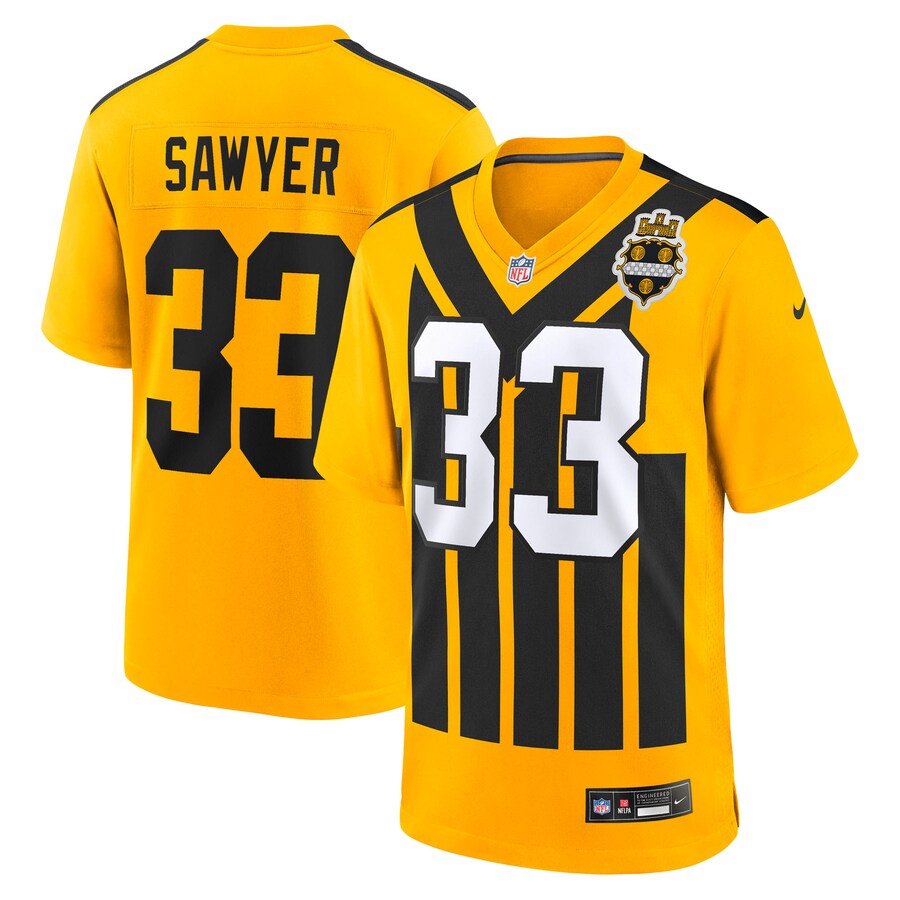 Men's Pittsburgh Steelers Jack Sawyer Nike Gold Alternate Game Jersey