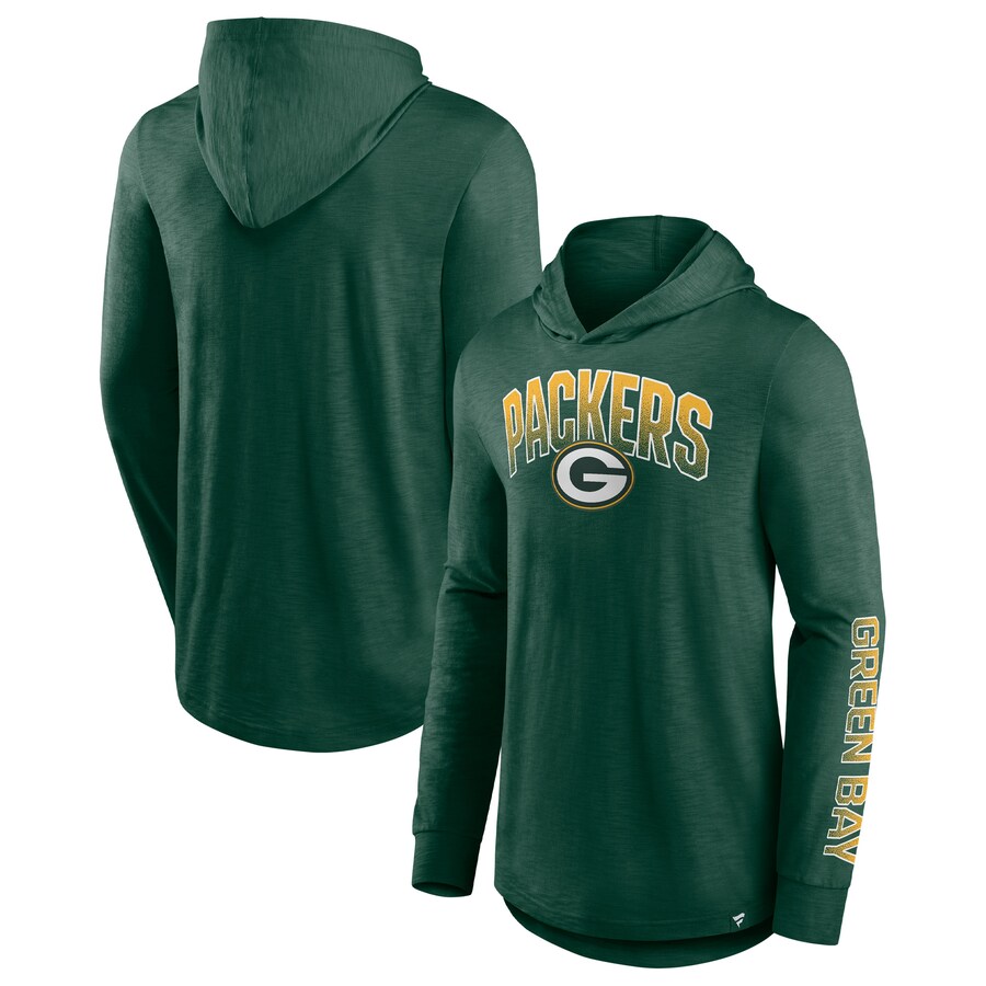 Men's Green Bay Packers Fanatics Green Front Runner Long Sleeve Hooded T-Shirt
