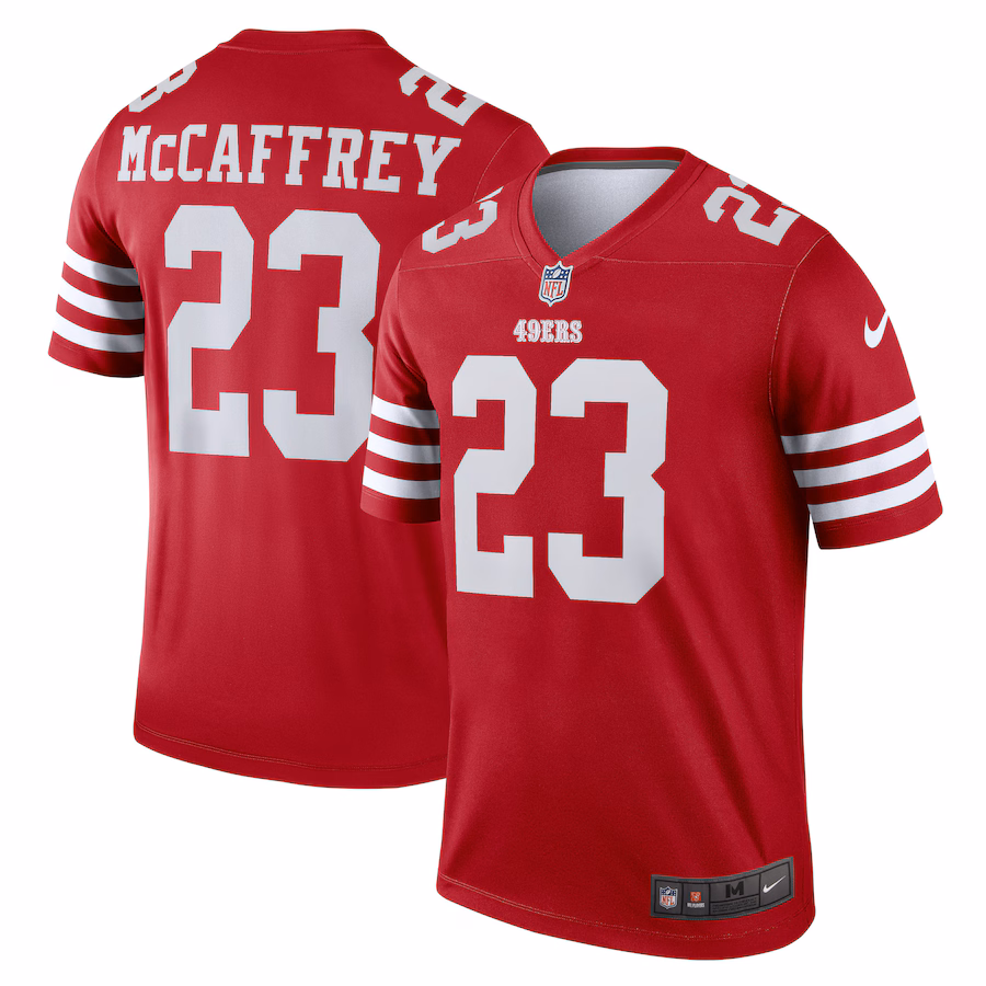 Men's San Francisco 49ers Christian McCaffrey Nike Scarlet Legend Player Performance Top
