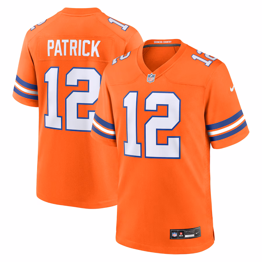 Men's Denver Broncos Tim Patrick Nike Orange Mile High Collection 1977 Throwback Player Game Jersey